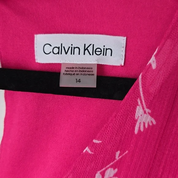 Calvin Klein Pink Floral Dress with Ruffle Sleeves - Picture 4 of 8
